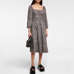 Proenza Schouler Check Smocked Cotton Midi Dress